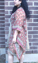 Beige rust and black geometric kaftan